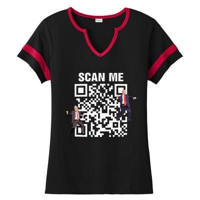 Funny Qr President Trump 4547 Trump Dancing Code Ladies Halftime Notch Neck Tee