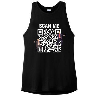 Funny Qr President Trump 4547 Trump Dancing Code Ladies PosiCharge Tri-Blend Wicking Tank