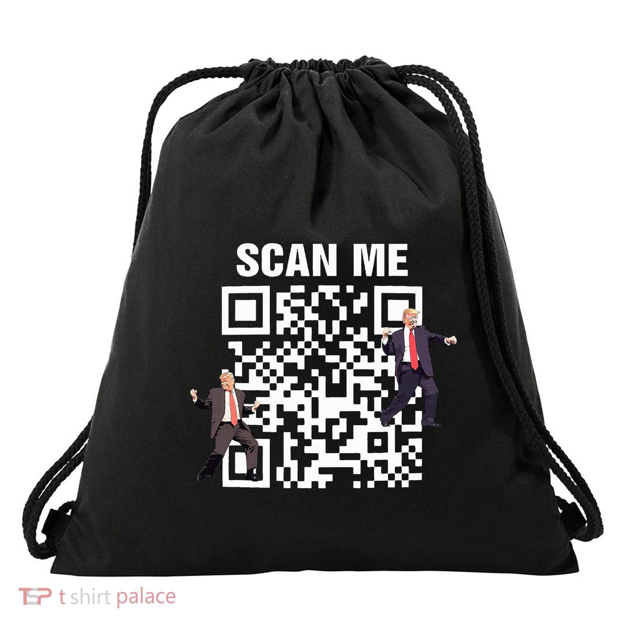 Funny Qr President Trump 4547 Trump Dancing Code Drawstring Bag