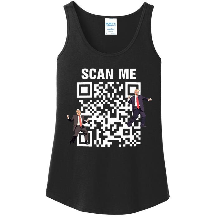 Funny Qr President Trump 4547 Trump Dancing Code Ladies Essential Tank