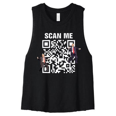 Funny Qr President Trump 4547 Trump Dancing Code Women's Racerback Cropped Tank