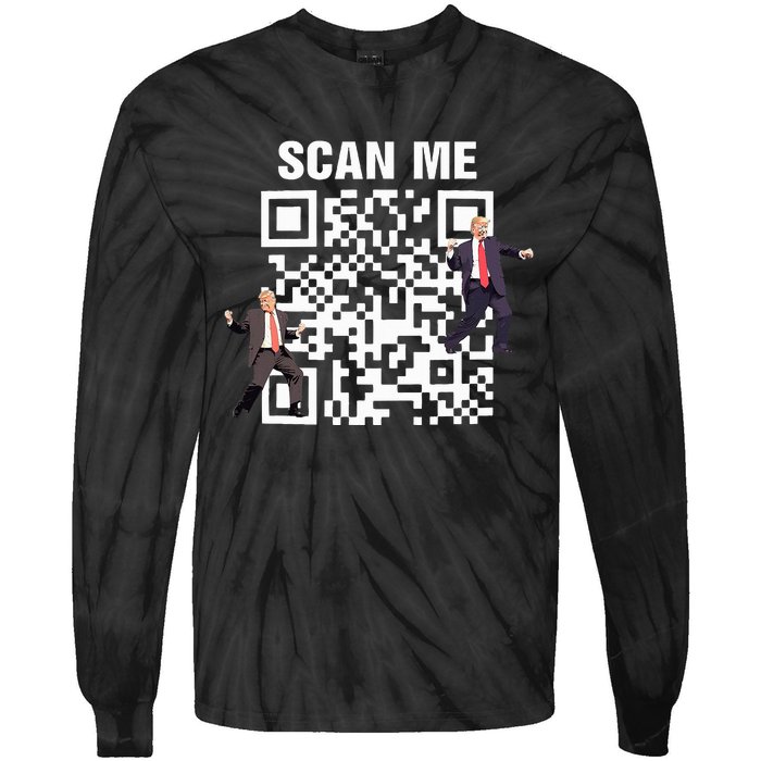 Funny Qr President Trump 4547 Trump Dancing Code Tie-Dye Long Sleeve Shirt