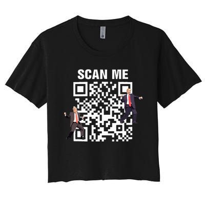 Funny Qr President Trump 4547 Trump Dancing Code Women's Crop Top Tee