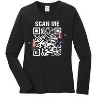 Funny Qr President Trump 4547 Trump Dancing Code Ladies Long Sleeve Shirt