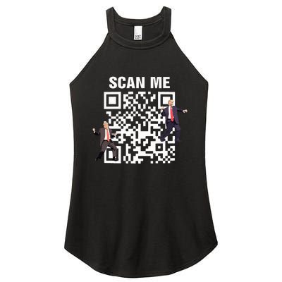 Funny Qr President Trump 4547 Trump Dancing Code Women's Perfect Tri Rocker Tank