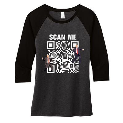 Funny Qr President Trump 4547 Trump Dancing Code Women's Tri-Blend 3/4-Sleeve Raglan Shirt