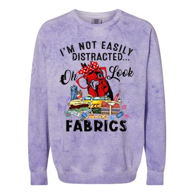 Funny Quilting Quilter Sewer Sewing Oh Look Fabrics Chicken Colorblast Crewneck Sweatshirt