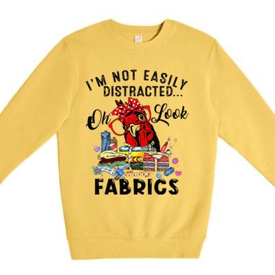 Funny Quilting Quilter Sewer Sewing Oh Look Fabrics Chicken Premium Crewneck Sweatshirt