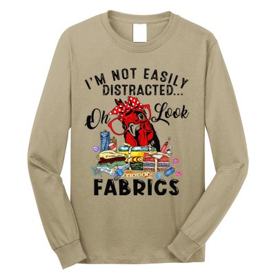 Funny Quilting Quilter Sewer Sewing Oh Look Fabrics Chicken Long Sleeve Shirt