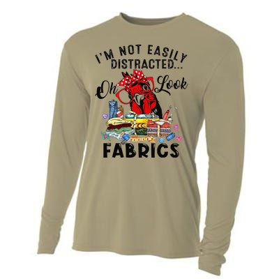 Funny Quilting Quilter Sewer Sewing Oh Look Fabrics Chicken Cooling Performance Long Sleeve Crew