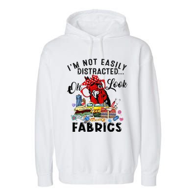 Funny Quilting Quilter Sewer Sewing Oh Look Fabrics Chicken Garment-Dyed Fleece Hoodie