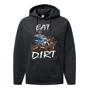 Funny Quad Rider Eat Dirt ATV Biker Quad Saying Performance Fleece Hoodie