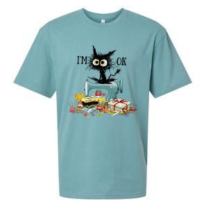 Funny Quilting Sewing Cat I’M Ok Quilting Christmas Sueded Cloud Jersey T-Shirt