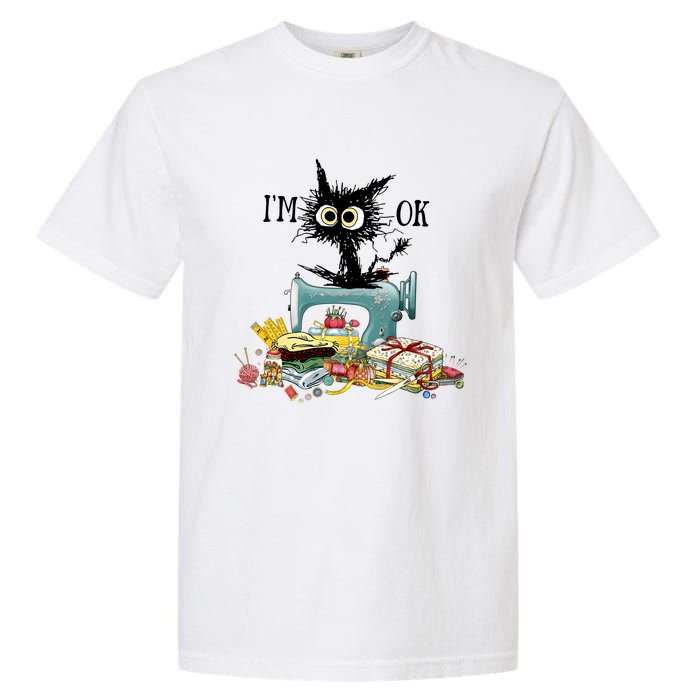 Funny Quilting Sewing Cat I’M Ok Quilting Christmas Garment-Dyed Heavyweight T-Shirt