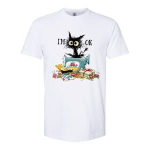 Funny Quilting Sewing Cat I’M Ok Quilting Christmas Softstyle CVC T-Shirt