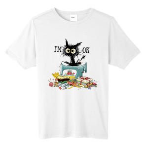 Funny Quilting Sewing Cat I’M Ok Quilting Christmas Tall Fusion ChromaSoft Performance T-Shirt