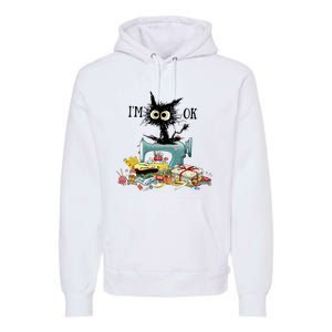 Funny Quilting Sewing Cat I’M Ok Quilting Christmas Premium Hoodie