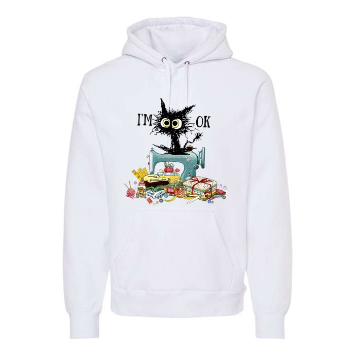 Funny Quilting Sewing Cat I’M Ok Quilting Christmas Premium Hoodie