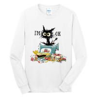 Funny Quilting Sewing Cat I’M Ok Quilting Christmas Tall Long Sleeve T-Shirt