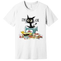 Funny Quilting Sewing Cat I’M Ok Quilting Christmas Premium T-Shirt