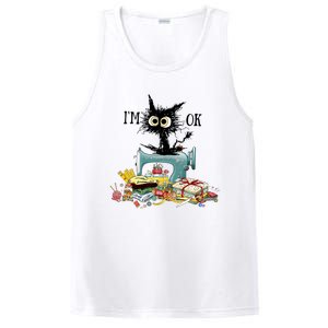 Funny Quilting Sewing Cat I’M Ok Quilting Christmas PosiCharge Competitor Tank