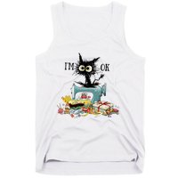 Funny Quilting Sewing Cat I’M Ok Quilting Christmas Tank Top