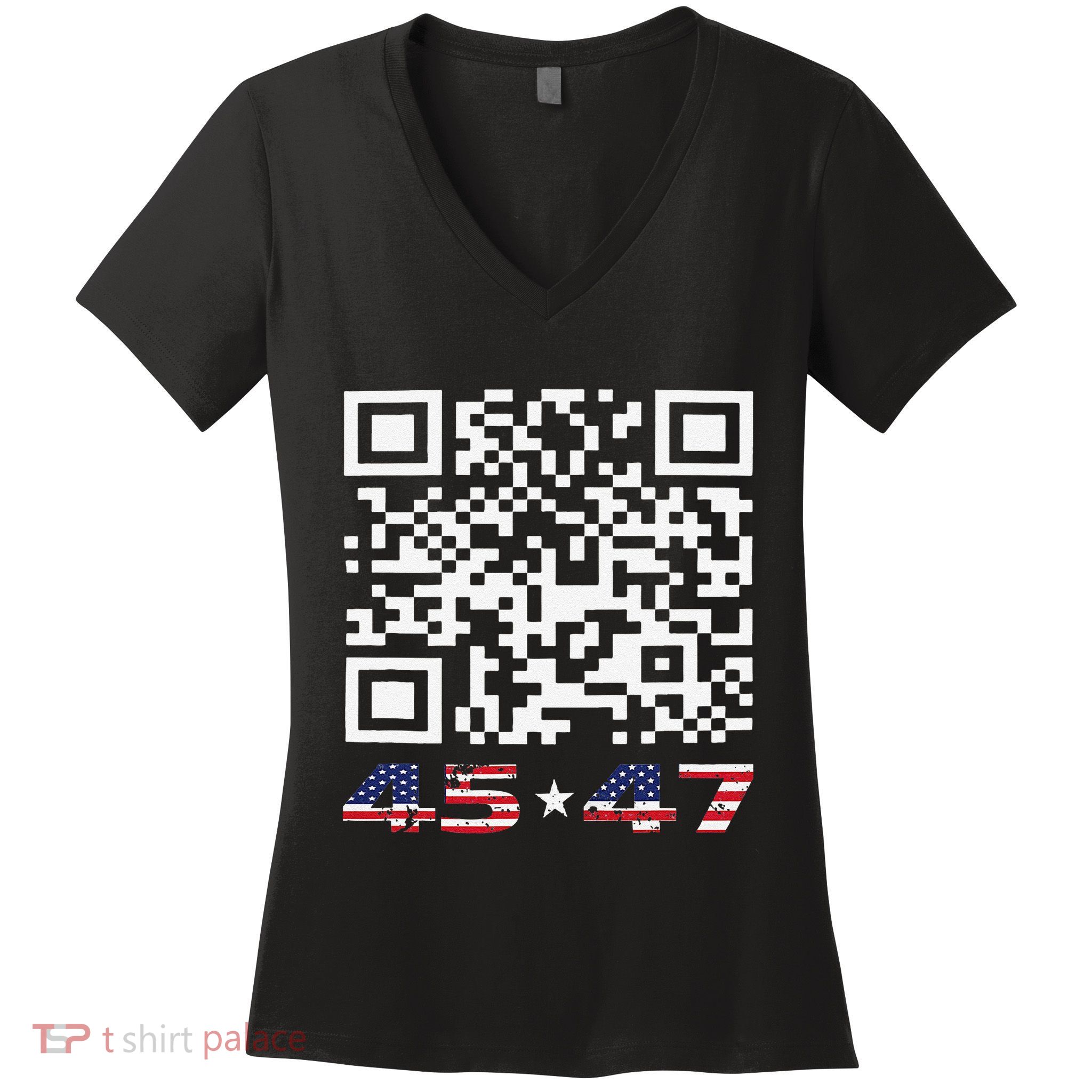 Funny Qr Scan Me President Trump 4547 Dance Code Women's V-Neck T-Shirt