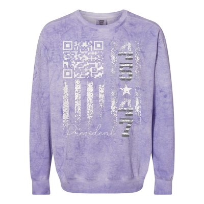 Funny Qr Scan Me President 4547 Trump Dancing Code Colorblast Crewneck Sweatshirt