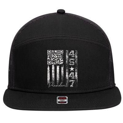 Funny Qr Scan Me President 4547 Trump Dancing Code 7 Panel Mesh Trucker Snapback Hat