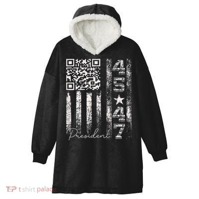 Funny Qr Scan Me President 4547 Trump Dancing Code Hooded Wearable Blanket