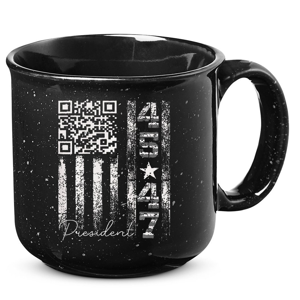 Funny Qr Scan Me President 4547 Trump Dancing Code 15oz Campfire Ceramic Mug