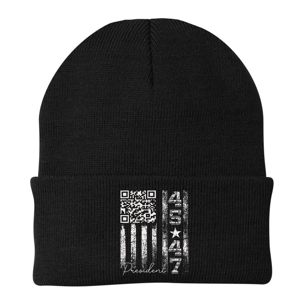 Funny Qr Scan Me President 4547 Trump Dancing Code Beanie