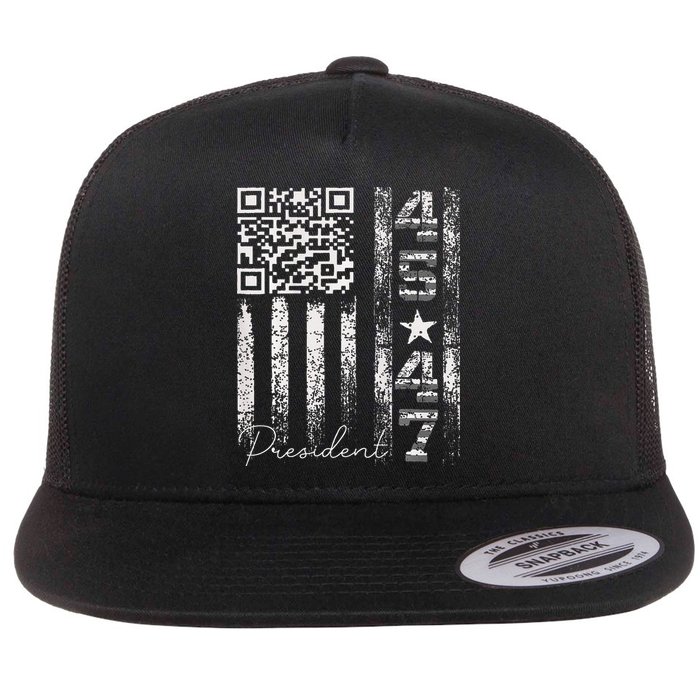Funny Qr Scan Me President 4547 Trump Dancing Code Flat Bill Trucker Hat