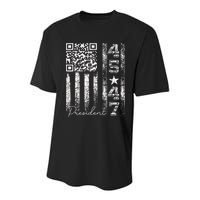Funny Qr Scan Me President 4547 Trump Dancing Code Youth Performance Sprint T-Shirt