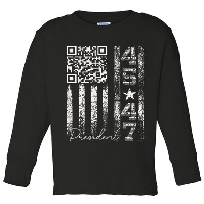 Funny Qr Scan Me President 4547 Trump Dancing Code Toddler Long Sleeve Shirt