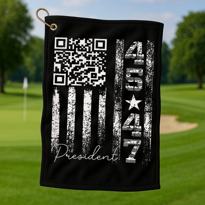 Funny Qr Scan Me President 4547 Trump Dancing Code Golf Towel