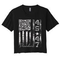 Funny Qr Scan Me President 4547 Trump Dancing Code Women's Crop Top Tee