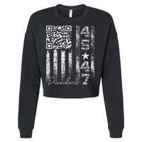 Funny Qr Scan Me President 4547 Trump Dancing Code Cropped Pullover Crew
