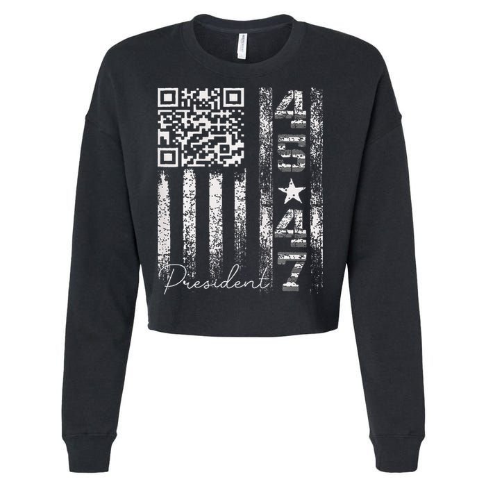 Funny Qr Scan Me President 4547 Trump Dancing Code Cropped Pullover Crew