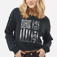 Funny Qr Scan Me President 4547 Trump Dancing Code Cropped Pullover Crew