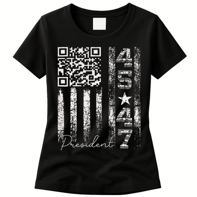Funny Qr Scan Me President 4547 Trump Dancing Code Womens T-Shirt