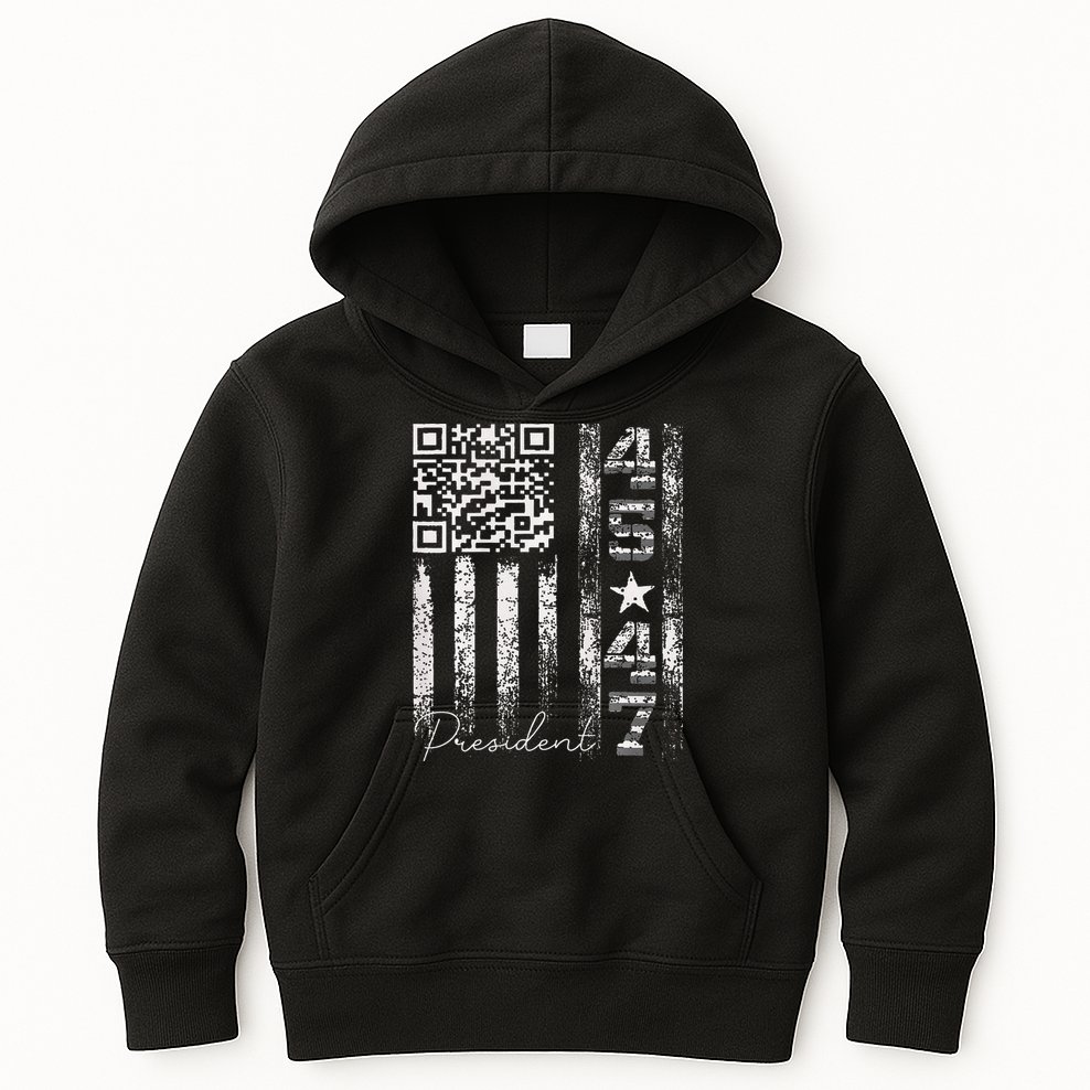 Funny Qr Scan Me President 4547 Trump Dancing Code Kids Hoodie