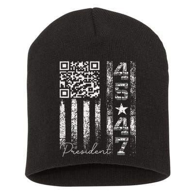 Funny Qr Scan Me President 4547 Trump Dancing Code Short Acrylic Beanie
