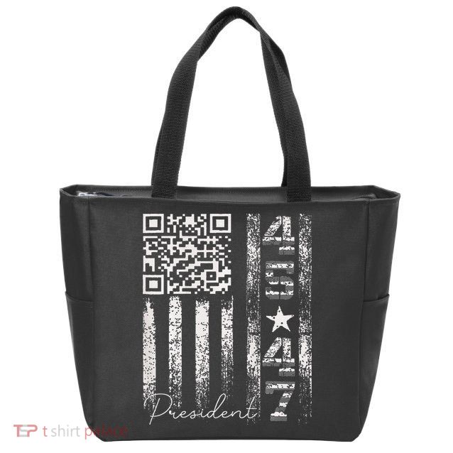 Funny Qr Scan Me President 4547 Trump Dancing Code Zip Tote Bag