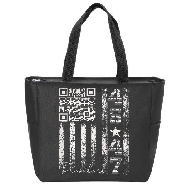 Funny Qr Scan Me President 4547 Trump Dancing Code Zip Tote Bag