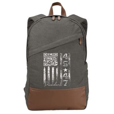 Funny Qr Scan Me President 4547 Trump Dancing Code Cotton Canvas Backpack