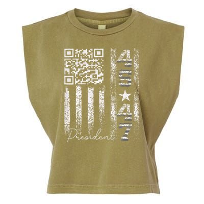 Funny Qr Scan Me President 4547 Trump Dancing Code Garment-Dyed Women's Muscle Tee