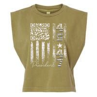 Funny Qr Scan Me President 4547 Trump Dancing Code Garment-Dyed Women's Muscle Tee