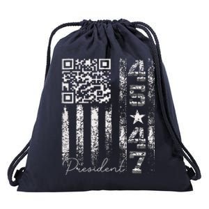 Funny Qr Scan Me President 4547 Trump Dancing Code Drawstring Bag