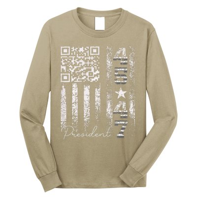 Funny Qr Scan Me President 4547 Trump Dancing Code Long Sleeve Shirt